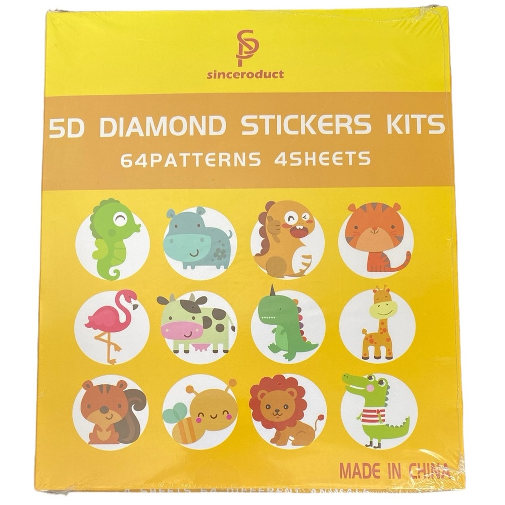 Kids 5D Diamond Sticker Kit Animal Designs 64 Patterns NWT Gift